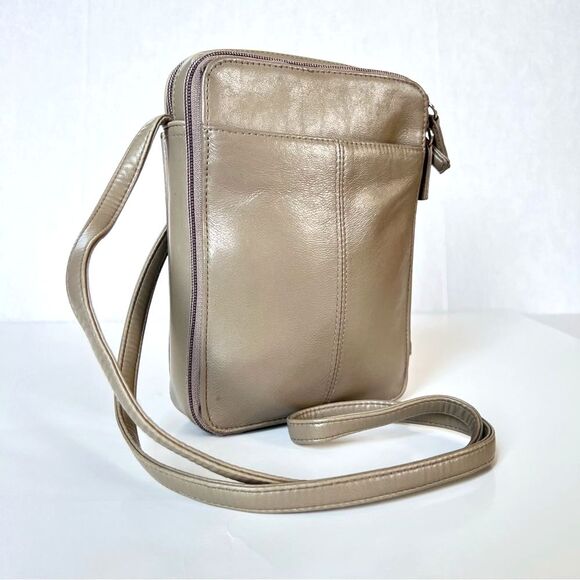 Rolf’s Leather Mushroom Tawny Tan Crossbody Wallet Organizer Bag Purse - Picture 2 of 13